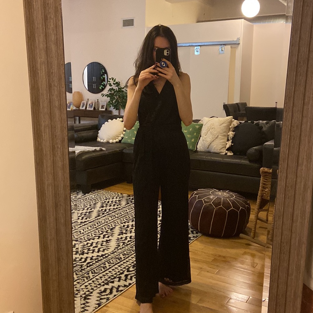 Francesca’s black lace jumpsuit